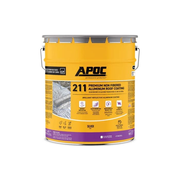 APOC 2115 Premium Non-Fibered Aluminum Roof Coating Bucket 5 gal Silver