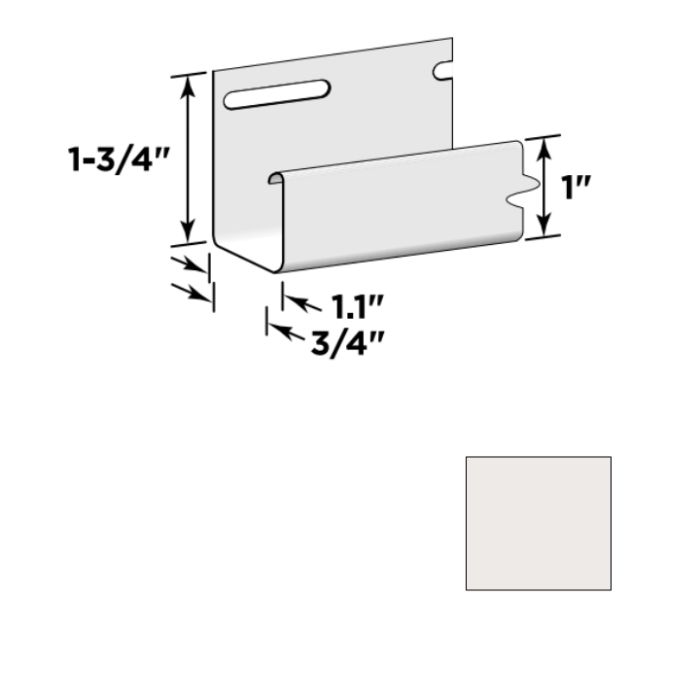 Certainteed 3/4" J-Channel 12'6" 48/Carton Colonial White