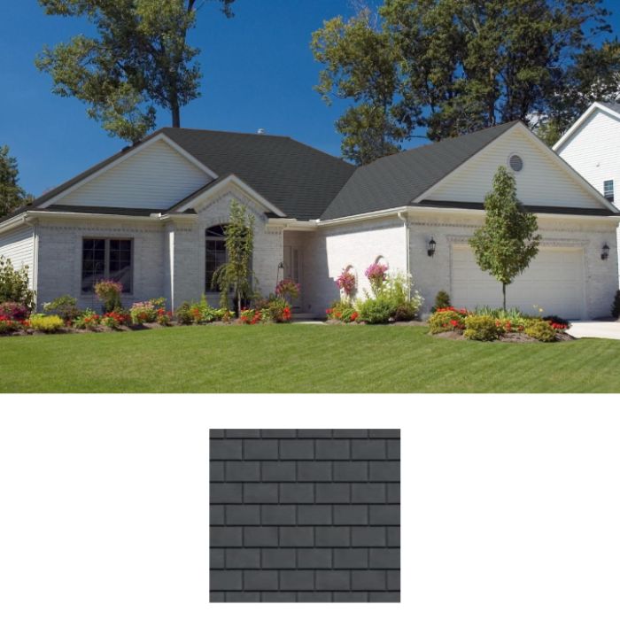 Ecostar Class C Majestic Niagara Concrete Flat Tile 12" with 9" reveal Black 10/Bundle