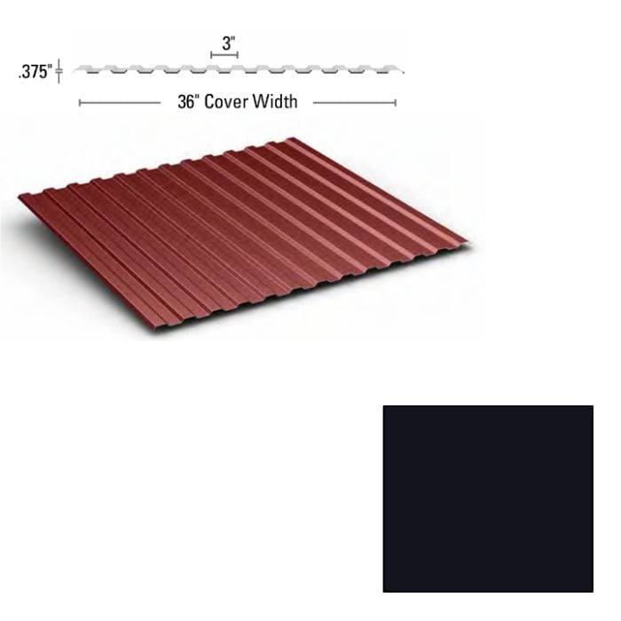 Mini Rib Panel 24ga 36"x120" Matte Black