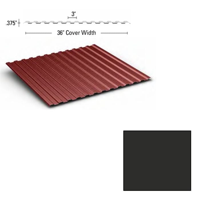 Mini Rib Panel 24ga 36"x120" Dark Charcoal