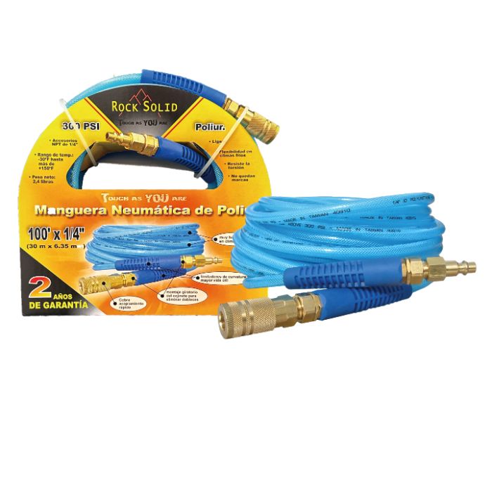 C&R Air Hose Blue Poly with Ends Attached 1/4"X100'