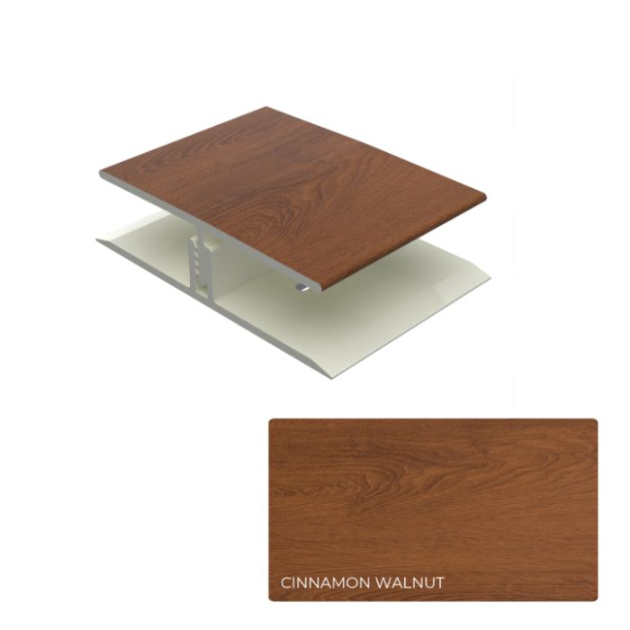 ChamClad T1703-04-12 Universal Soffit H-Trim PVC 2"x12' Cinnamon Walnut 2pc