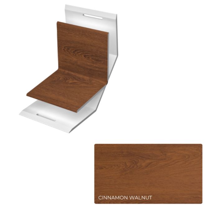 ChamClad T1799-10 Universal PVC Inside Corner Trim 2"x10' Cinnamon Walnut 1pc