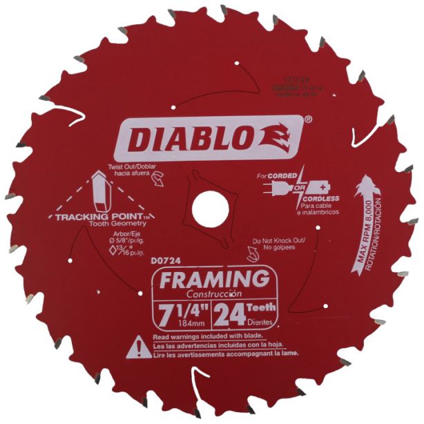 Diablo Framing Blade 7-1/4 Inch 24 Tooth