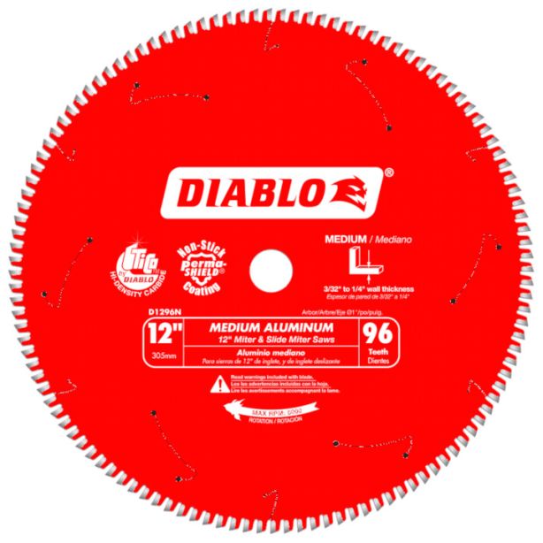 Diablo Medium Aluminum Saw Blade 12" 96 Tooth