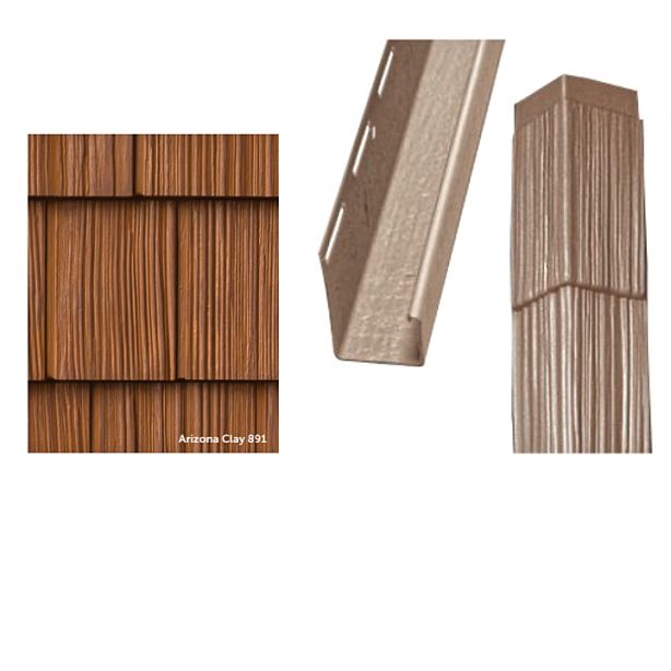 Foundry Split Shake Siding Corner Kit Weathered 7" Exposure Arizona Clay 12/carton