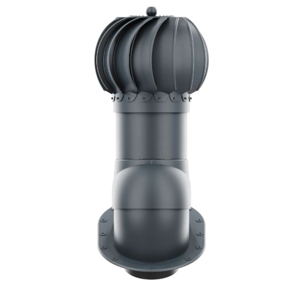 RoofiVent RLK-6-09-PI iVent Roto Durable Polypropylene Round Turbine for Metal Roof 6" Graphite