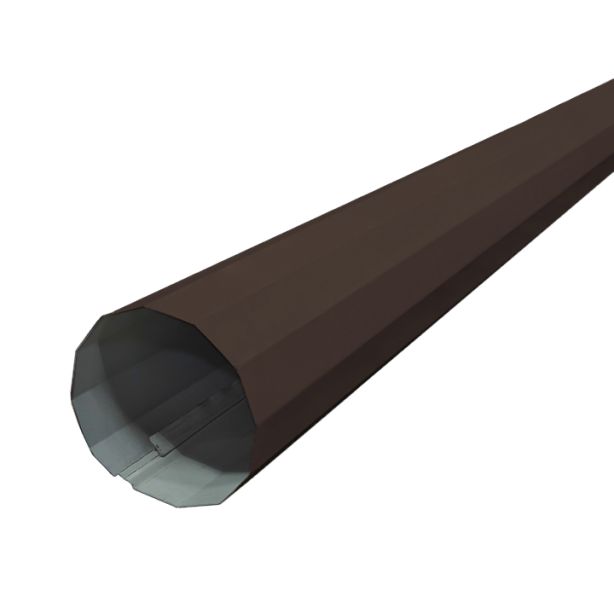 Lakefront Sheet Metal Downspout Round 12 Sided Kynar 5"x10' Tudor Brown