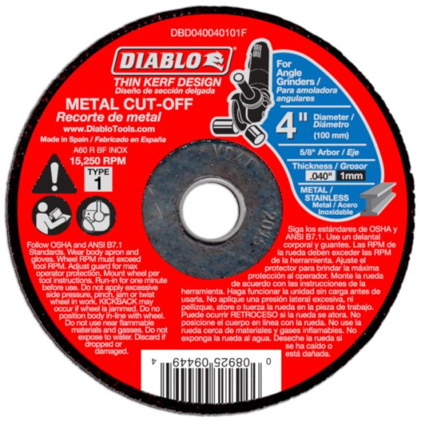 Diablo Metal Cut Off Abrasive Wheel 4"x.040"
