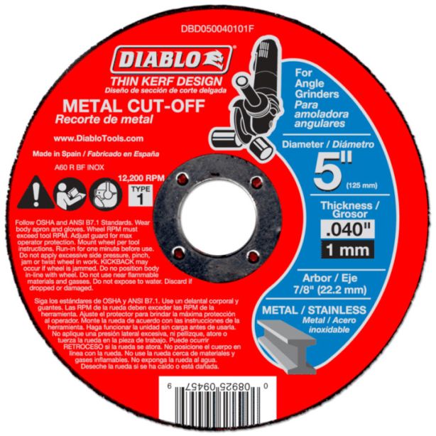 Diablo Metal Cut Off Abrasive Wheel 5"x.040"